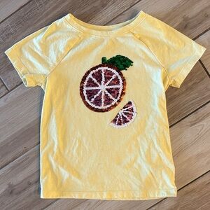 Cat & Jack Sequin Yellow Tee with Citrus Slice Design